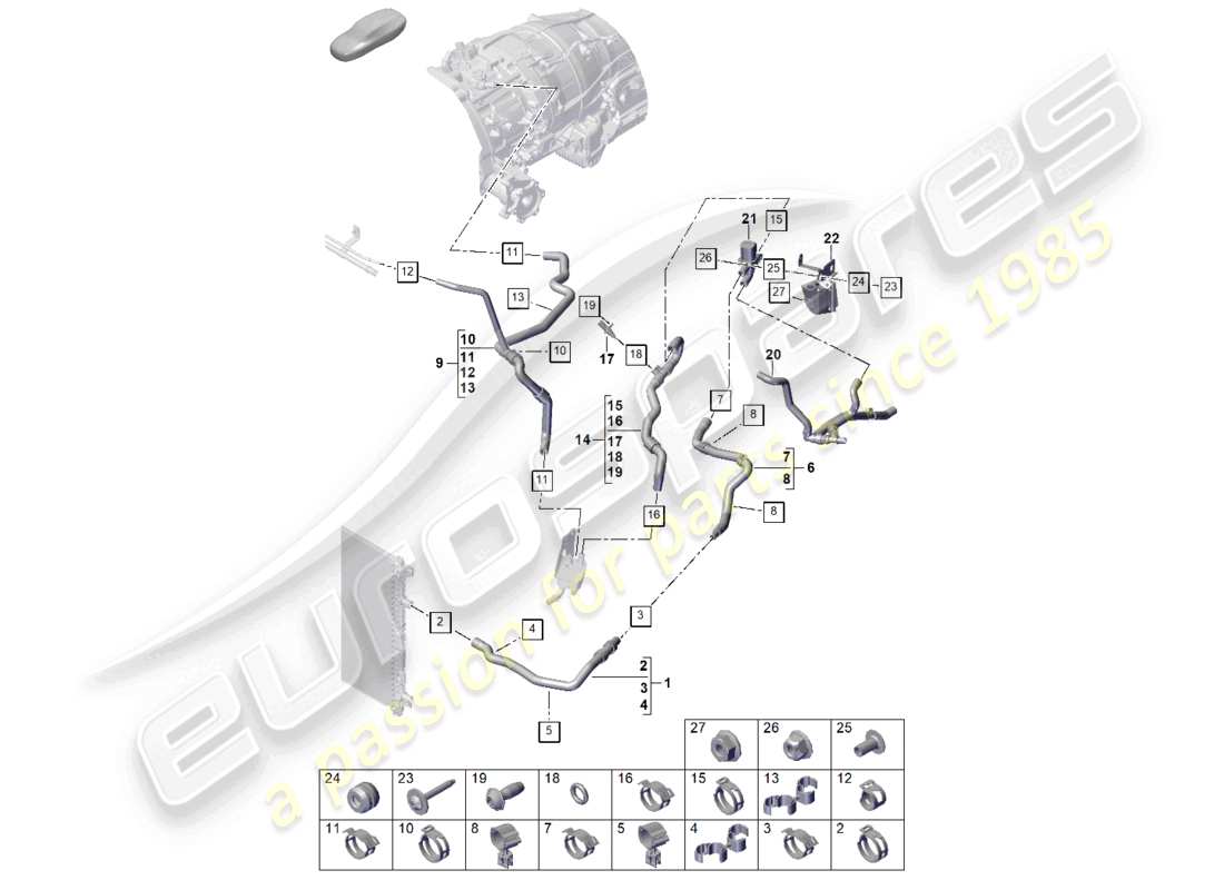 porsche 2026 (cayenne e3 pa) sistema de enfriamiento del refrigerante diagrama de piezas