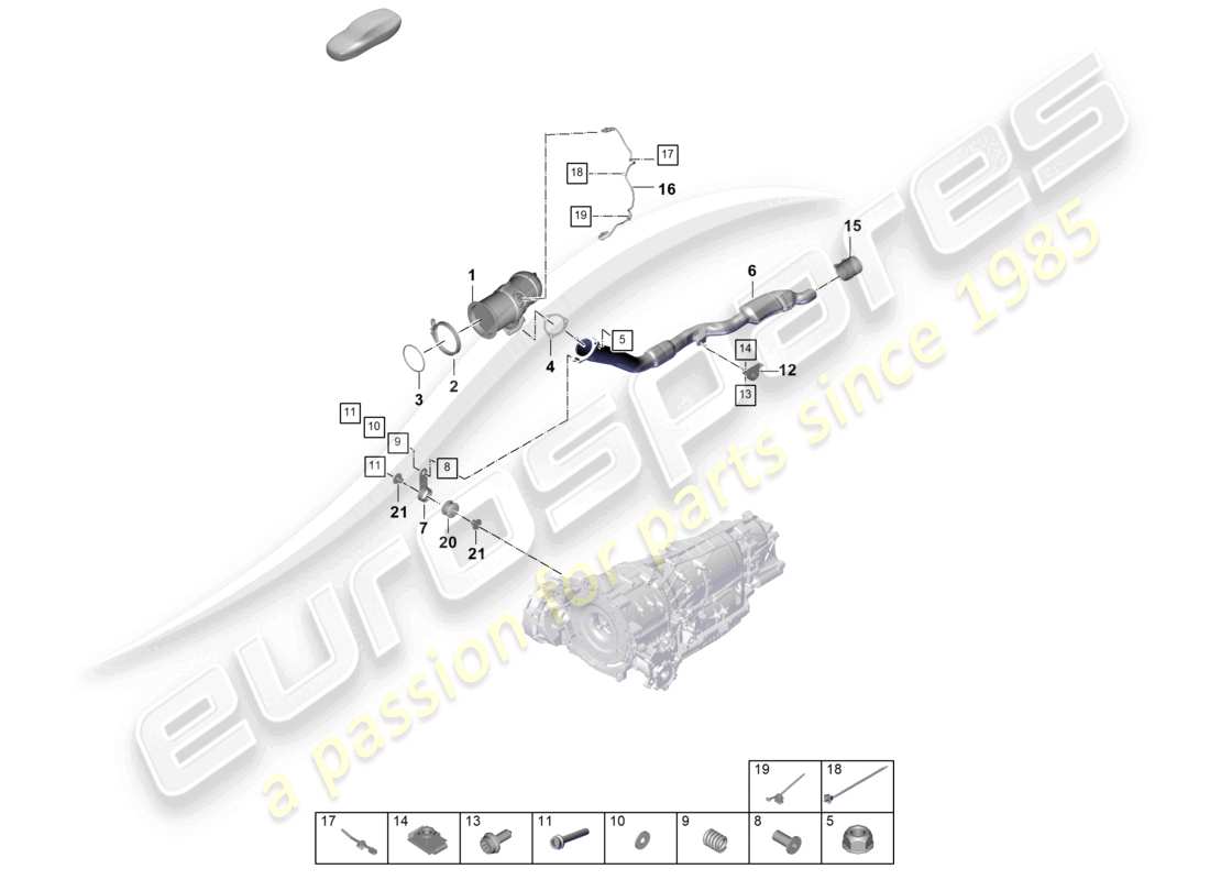 porsche 2025 (cayenne e3 pa) sistema de escape tubo de escape con catalizador tubo de escape con silenciador delantero sonda lambda diagrama de piezas