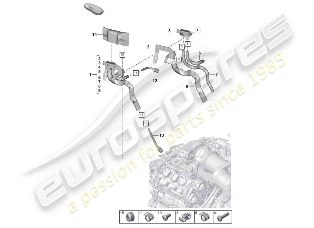 porsche 2025 (cayenne e3 pa) diagrama de piezas de la línea de control con sensor de diferencia de presión