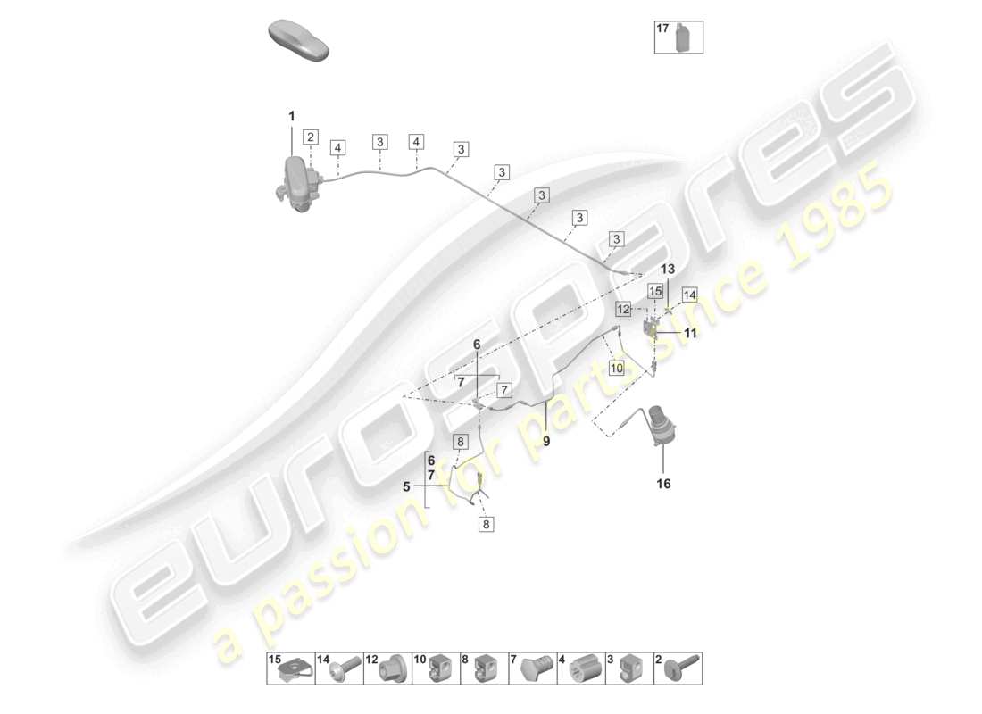 porsche 2026 (992-2 turbo / s) diagrama de piezas de la línea hidráulica de suspensión adaptativa