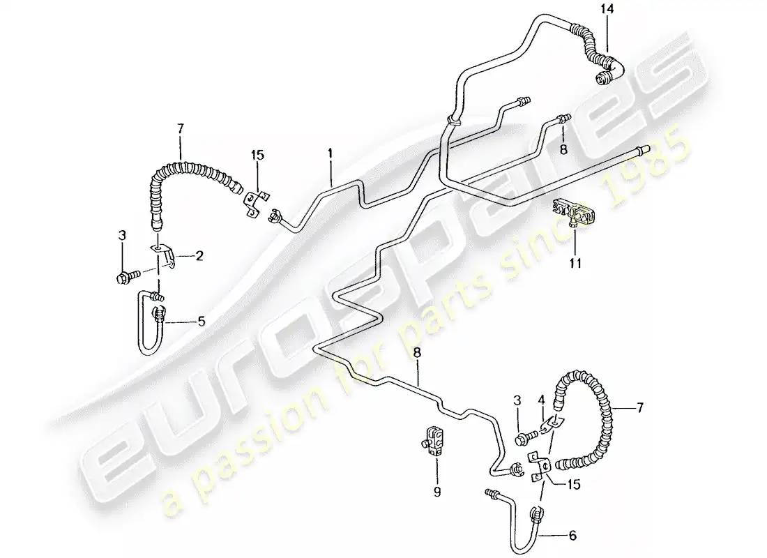 porsche 2005 (996 turbo / gt2) tubo de freno - bajos - eje trasero - tubo de aspiración diagrama de piezas