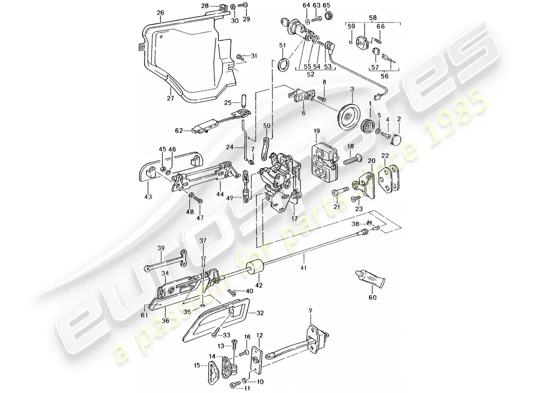 porsche 1989 (928) piezas de instalación - para - puerta diagrama de piezas