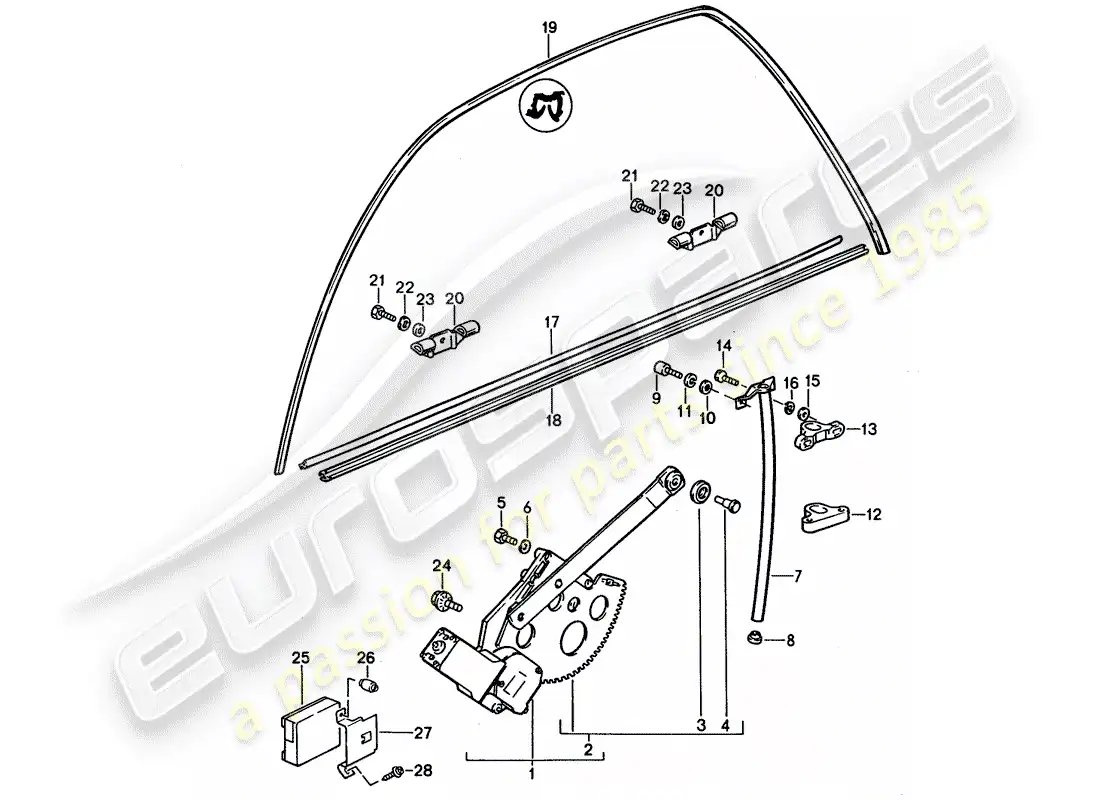 porsche 1993 (928) regulador de elevalunas - y - accesorios diagrama de piezas