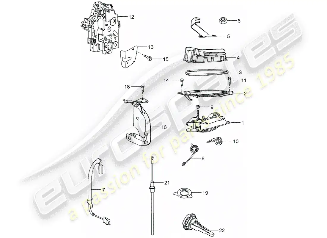 porsche 2005 (carrera gt) manija de puerta - pestillo de puerta diagrama de piezas