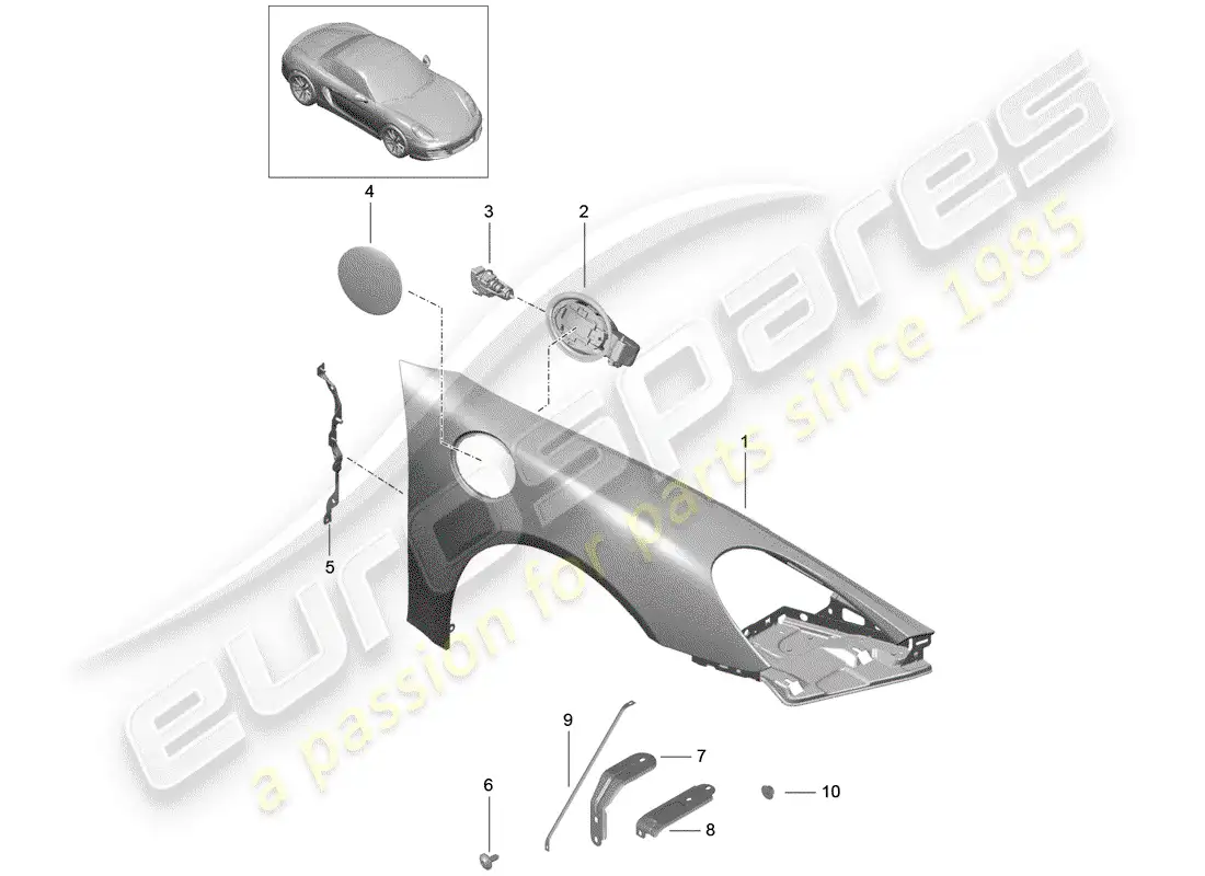 porsche 2012 (981 boxster) defensa diagrama de piezas