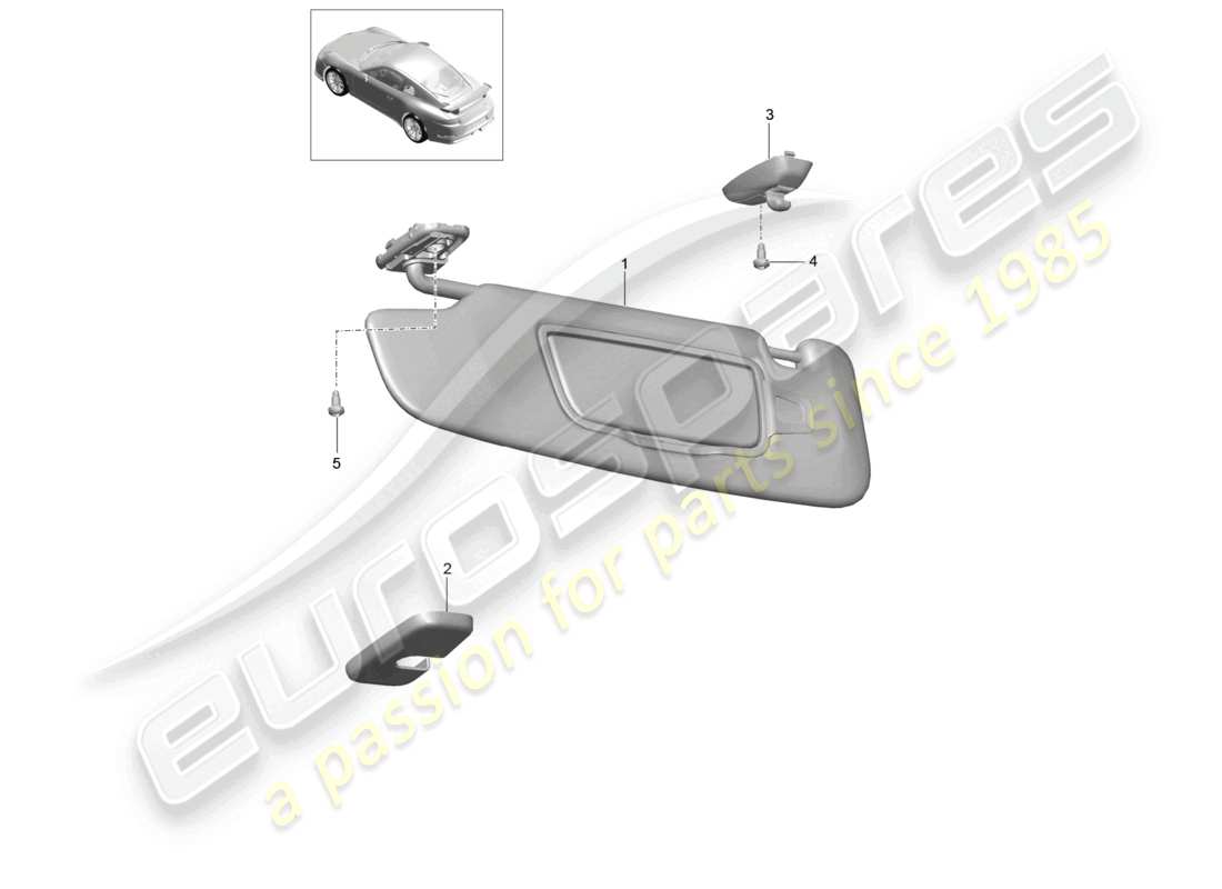 porsche 2021 (991-2 r/gt3/rs) diagrama de piezas de las visores sun