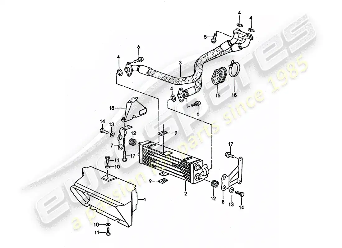 porsche 1993 (968) enfriamiento de aceite diagrama de piezas