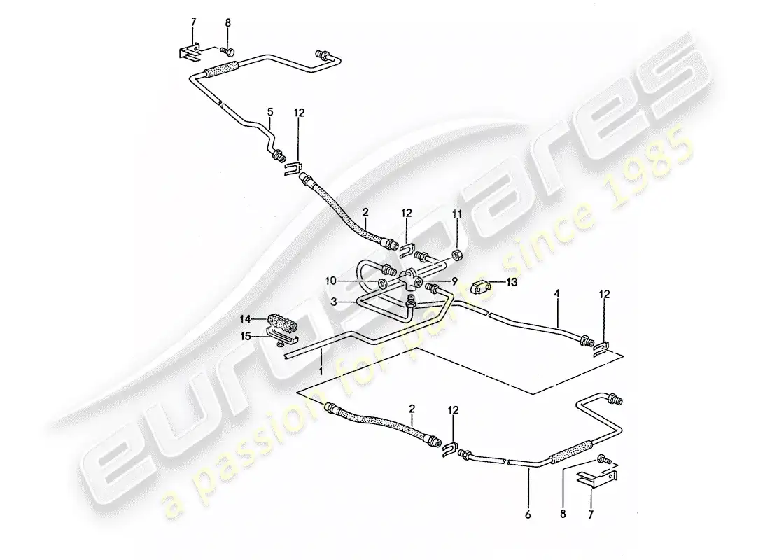 porsche 1993 (968) líneas de freno diagrama de piezas
