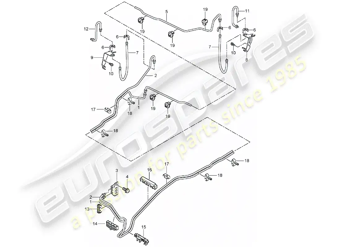 porsche 2005 (cayenne e1 9pa) línea de freno diagrama de piezas