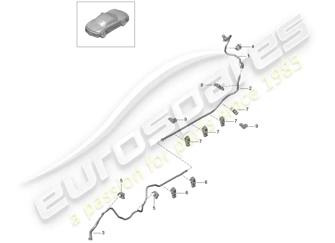 porsche 2012 (981 boxster) línea de vacío diagrama de piezas