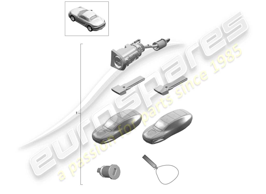 porsche 2023 (718 boxster) diagrama de piezas del conjunto de reparación 1 de cilindros de cerradura