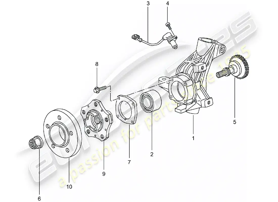 porsche 2001 (996) porta ruedas - cubo de rueda diagrama de piezas