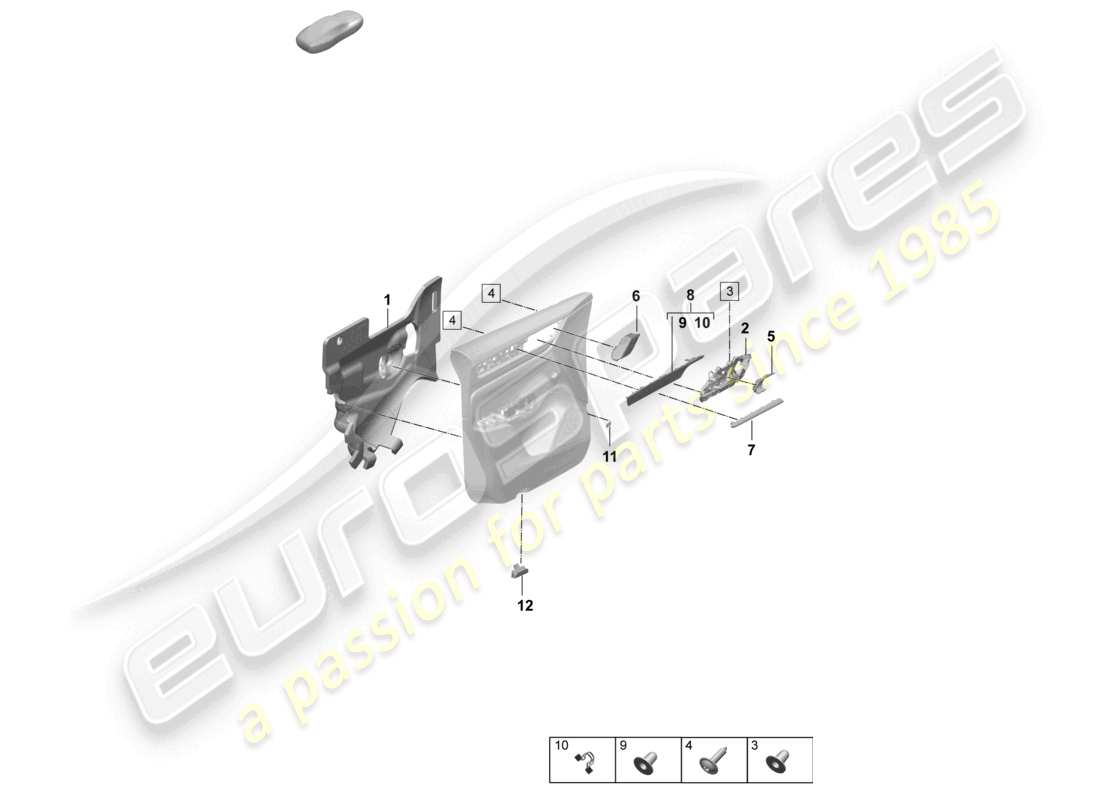 porsche 2025 (macan-e) accesorios puertas delanteras panel de la puerta diagrama de piezas
