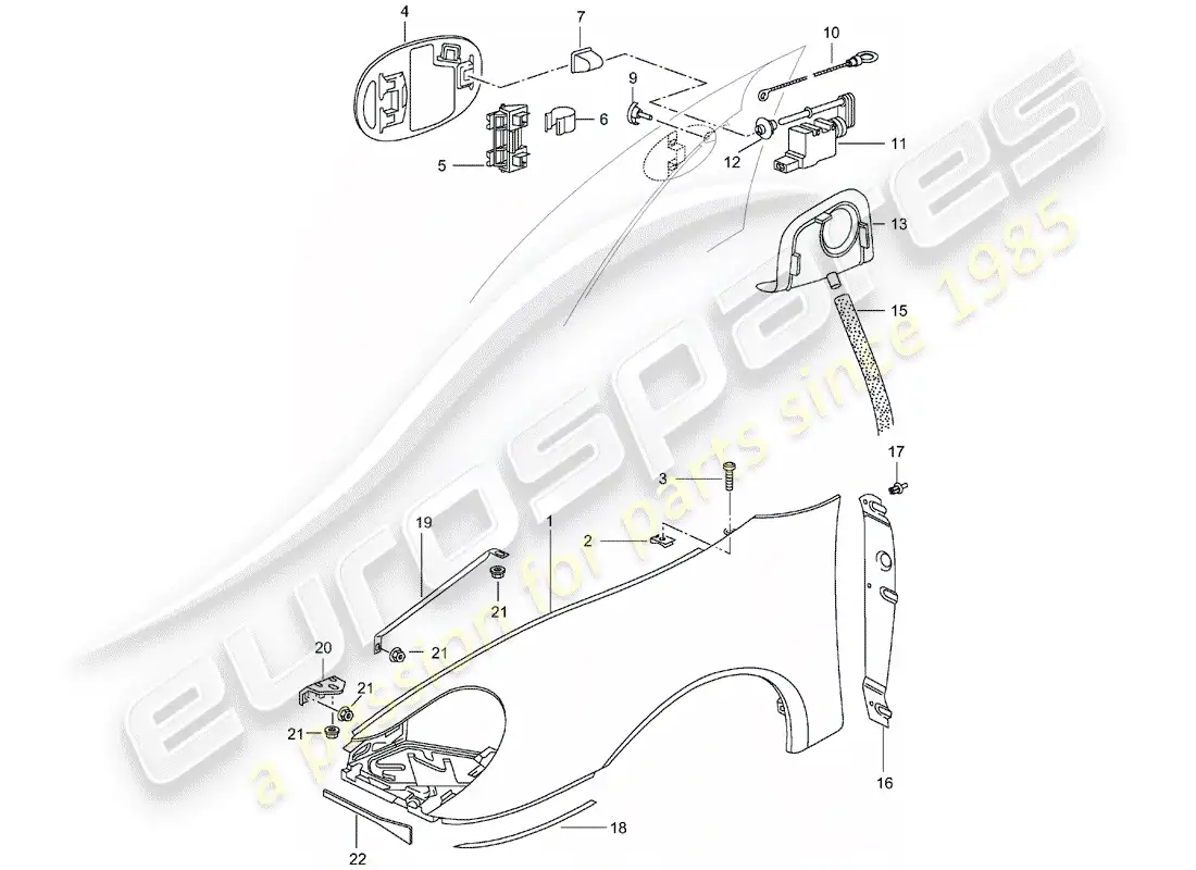 porsche 1999 (996) defensa diagrama de piezas