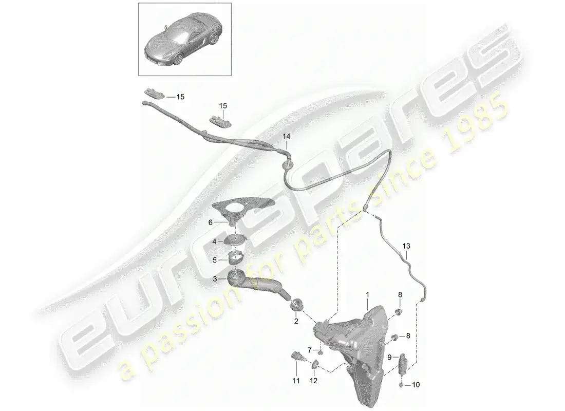 porsche 2012 (981 boxster) windshield washer unit diagrama de piezas