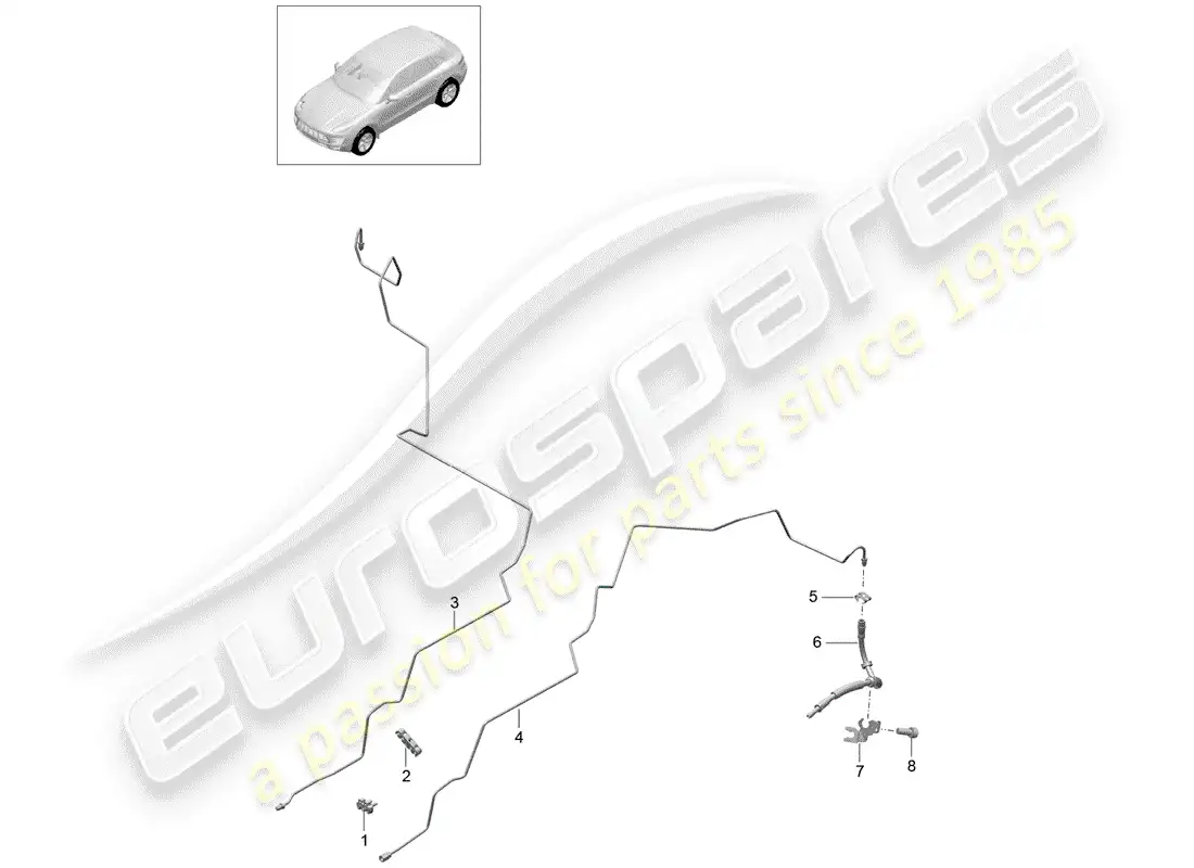 porsche 2016 (macan) línea de freno diagrama de piezas