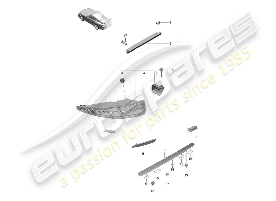 porsche 2021 (991-2 r/gt3/rs) luz trasera luz de matrícula luz de freno adicional d - mj 2018>> diagrama de piezas
