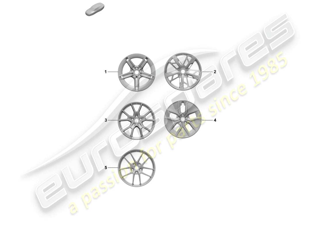 porsche 2025 (taycan 9j1-2) diagrama de piezas de la rueda de aleación 21
