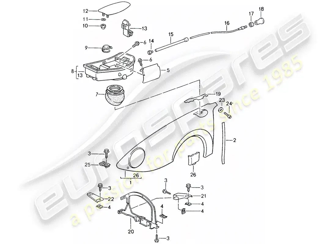 porsche 1995 (993) defensa diagrama de piezas