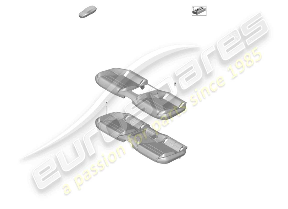 porsche 2021 (taycan 9j1-1) parte de espuma funda de asiento asiento estándar asiento confort asiento deportivo para modelos con ventilación de asiento diagrama de piezas