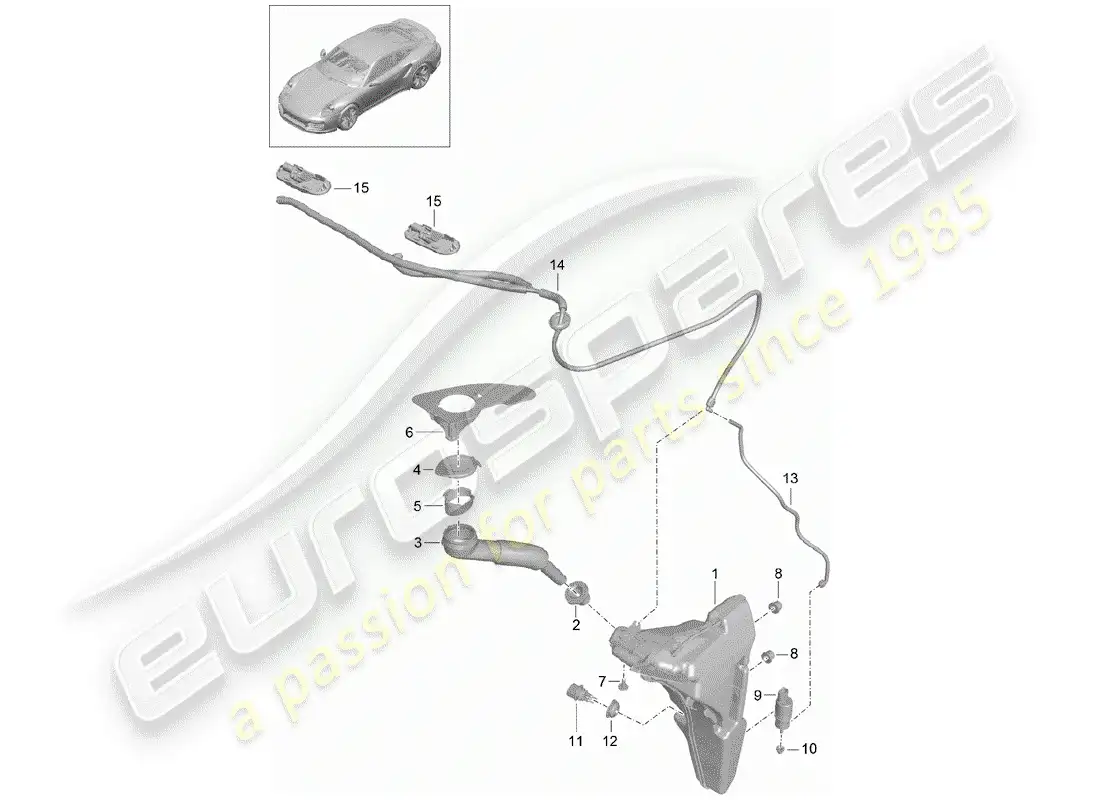 porsche 2014 (991-1 turbo) windshield washer unit diagrama de piezas