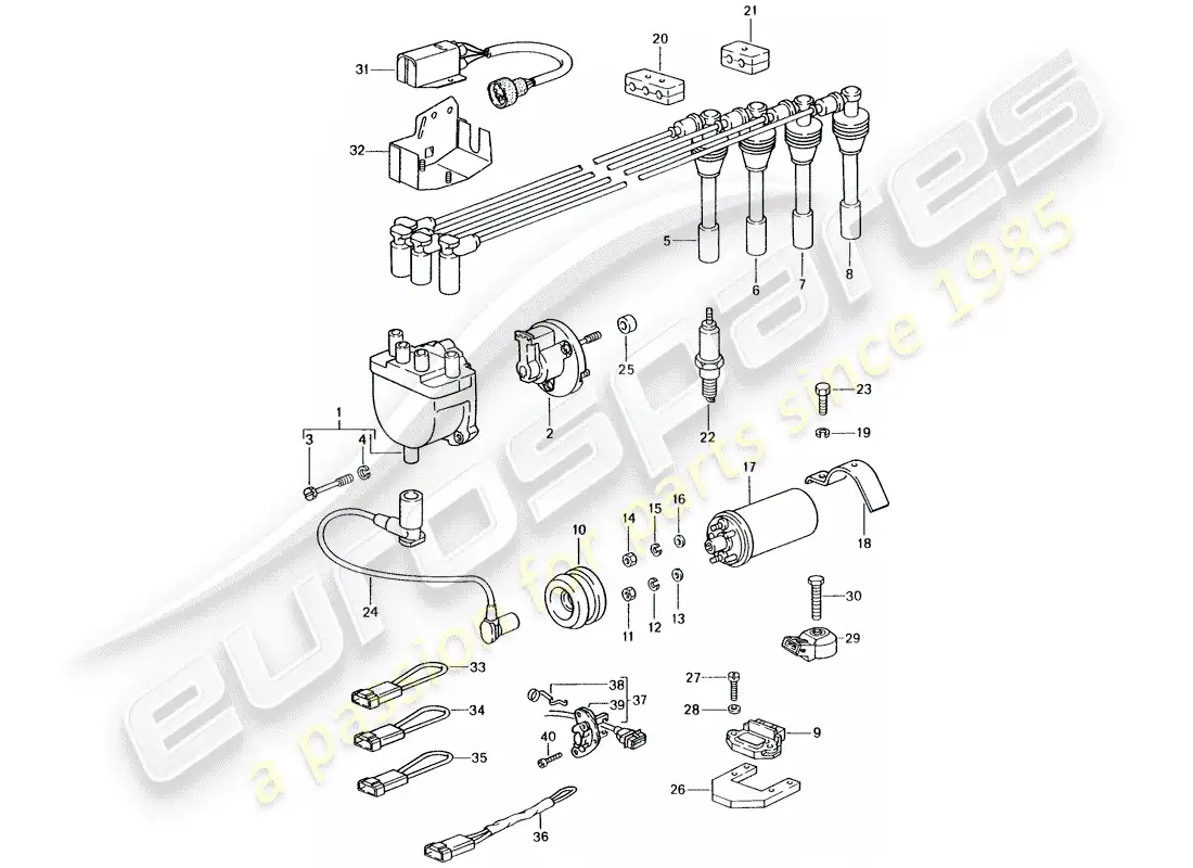 porsche 1988 (944) electricidad del motor 1 diagrama de piezas
