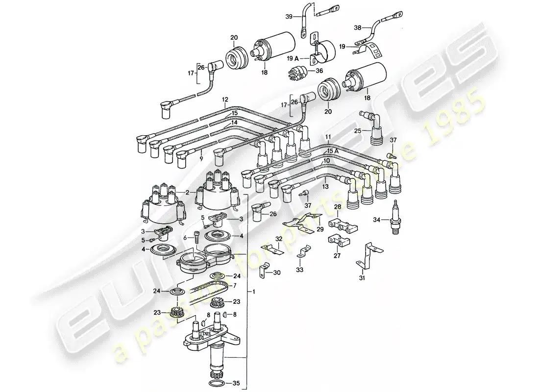 porsche 1985 (928) electricidad del motor - lh-jetronic diagrama de piezas