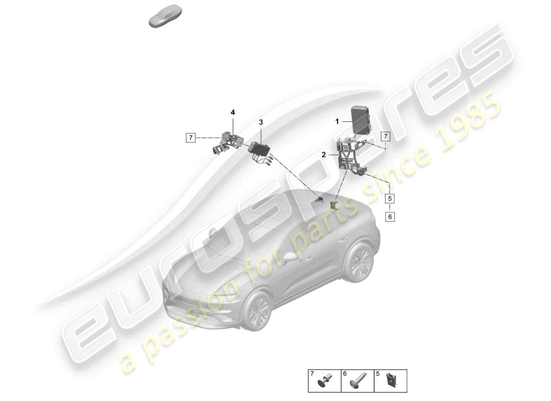 porsche 2024 (macan-e) unidad de control para monitoreo en tiempo real (rtm) y diagrama de parte aérea