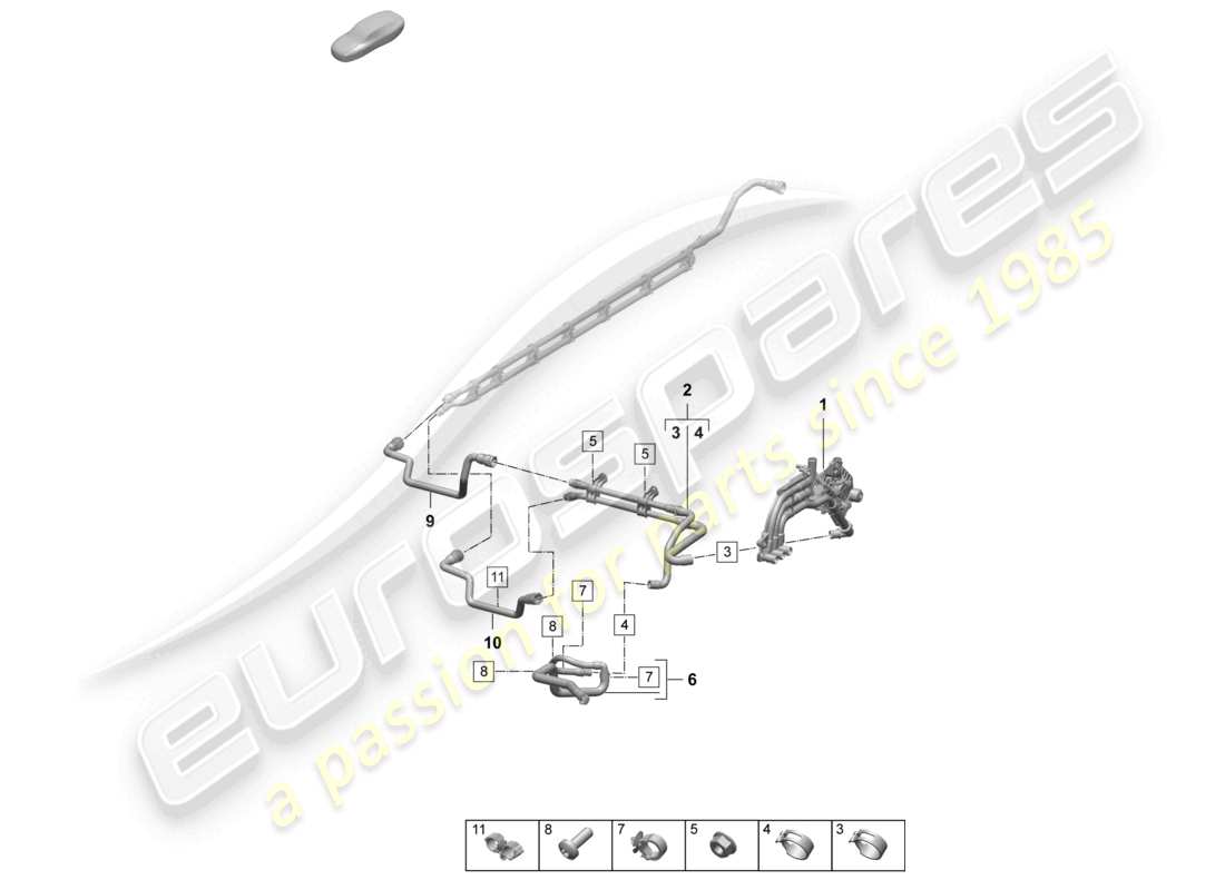 porsche 2024 (macan-e) diagrama de piezas del sistema de refrigeración del refrigerante para tracción trasera