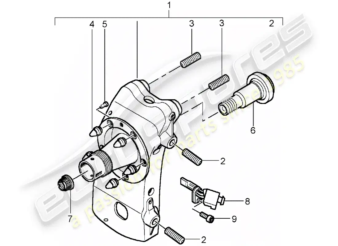 porsche 2005 (carrera gt) diagrama de piezas del portador de ruedas