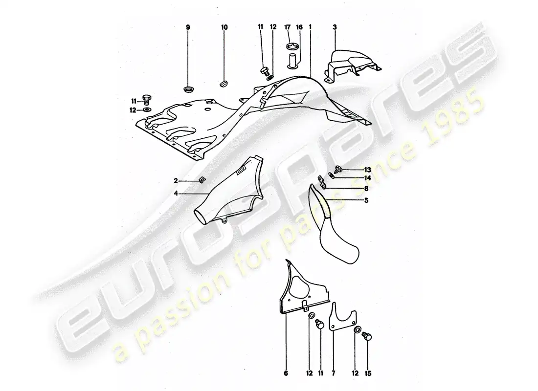 porsche 1977 (911 turbo) ducto de aire diagrama de piezas