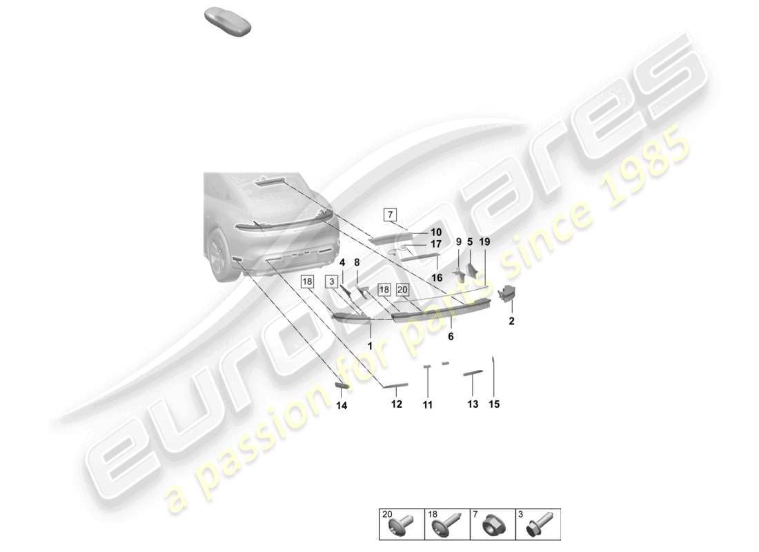 porsche 2026 (taycan 9j1-2) luz trasera luz de freno adicional luz de matrícula diagrama de piezas