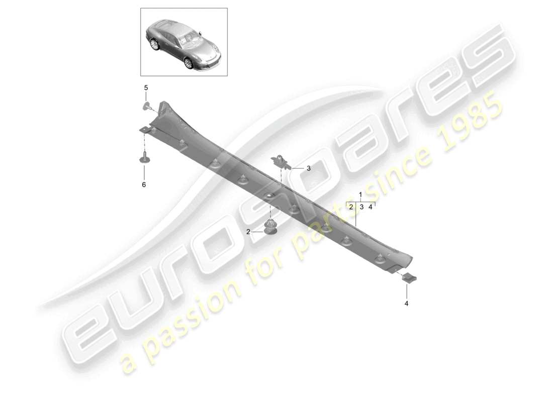 porsche 2021 (991-2 r/gt3/rs) diagrama de piezas del guarnecido de los miembros laterales