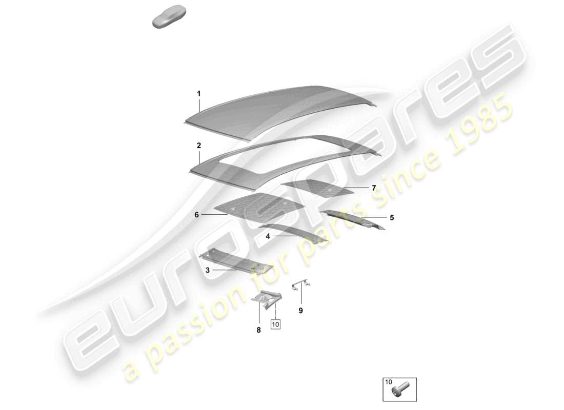 porsche 2025 (macan-e) panel exterior del techo scuttle diagrama de piezas