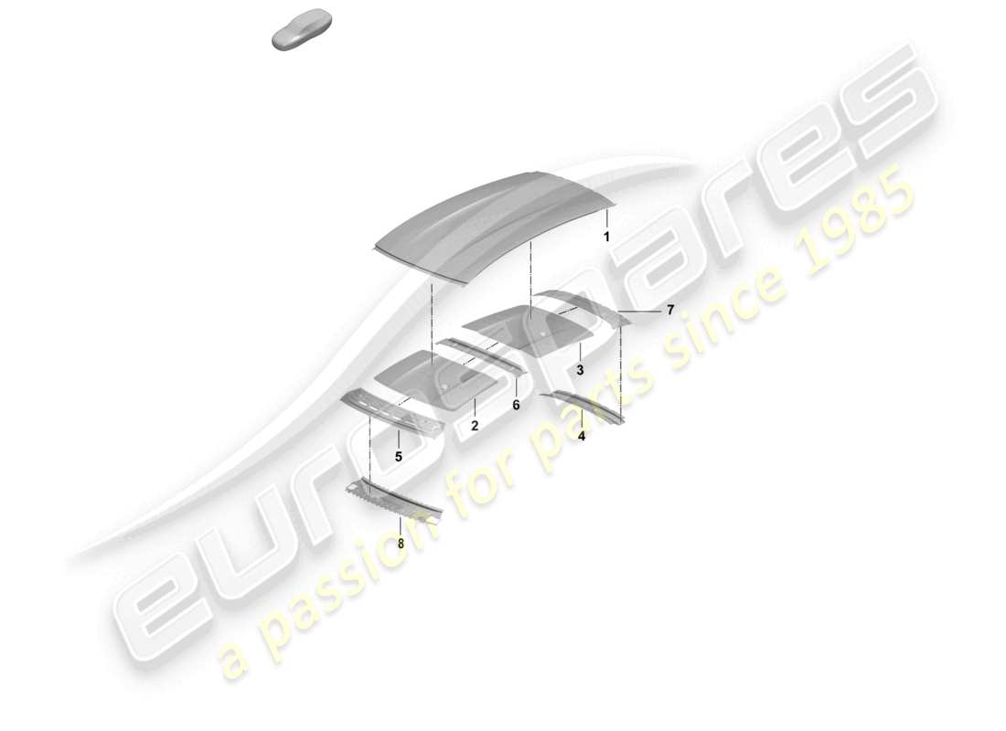 porsche 2026 (taycan 9j1-2) diagrama de piezas del travesaño del panel del techo exterior