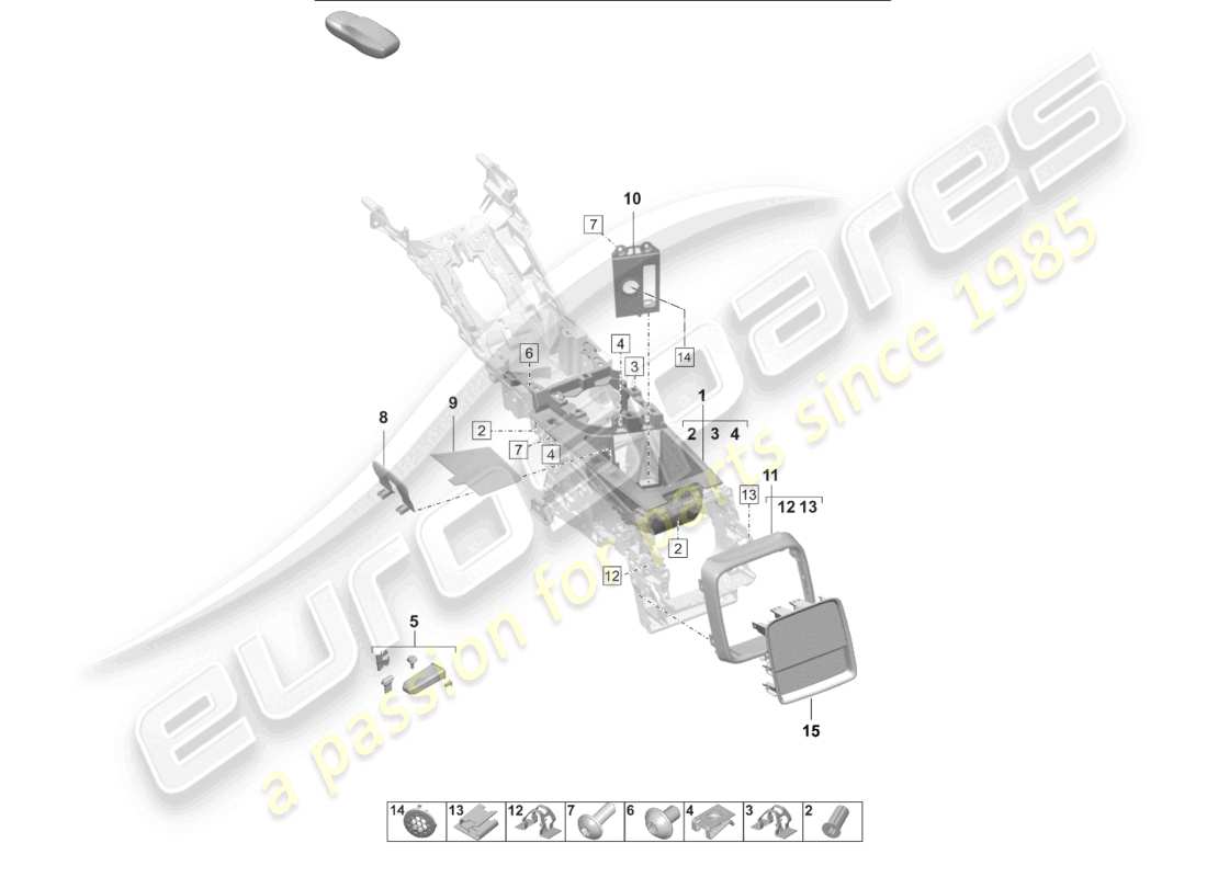 porsche 2025 (taycan 9j1-2) compartimento portaobjetos embellecedor trasero diagrama de piezas