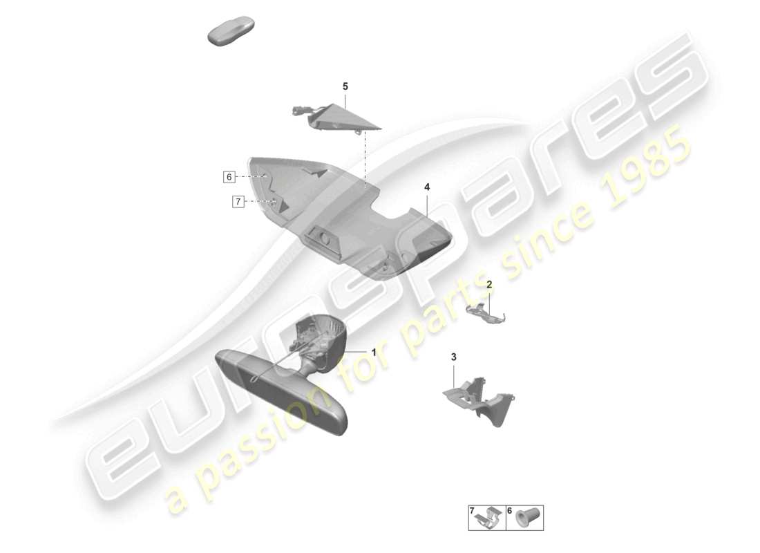 porsche 2025 (taycan 9j1-2) diagrama de piezas de la cubierta del espejo interior