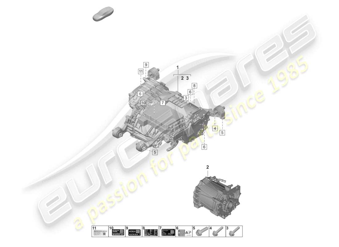 porsche 2021 (taycan 9j1-1) motor de repuesto motor de tracción para accionamiento eléctrico diagrama de piezas del eje trasero