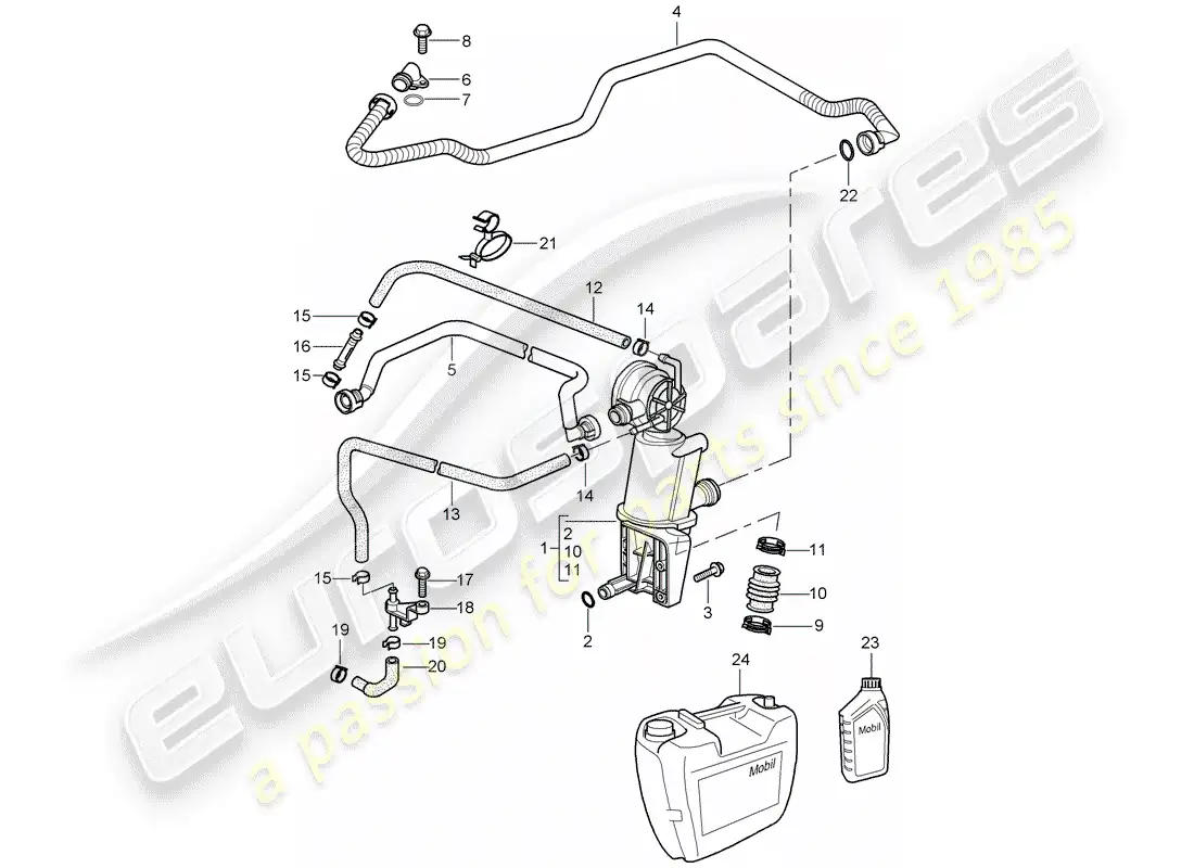 porsche 2000 (996) carter - separador de aceite diagrama de piezas