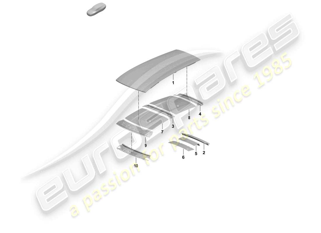 porsche 2026 (taycan 9j1-2) diagrama de piezas del travesaño del panel del techo exterior