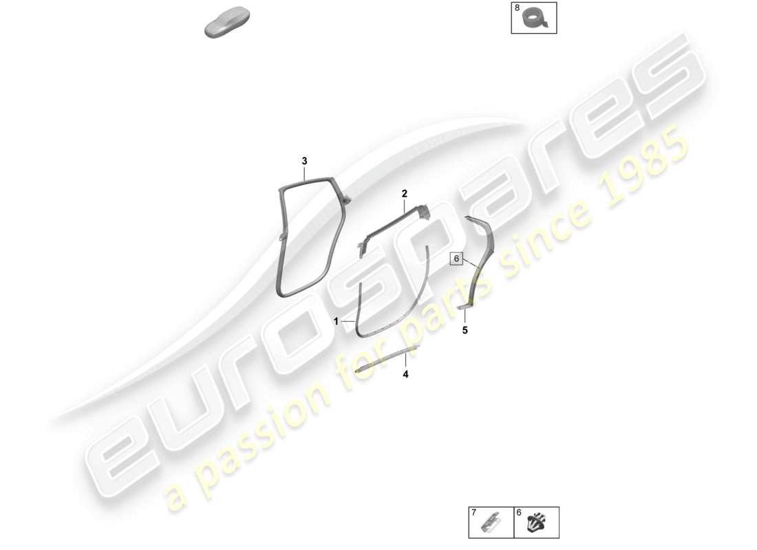 porsche 2026 (taycan 9j1-2) junta de puerta trasera accesorios diagrama de piezas