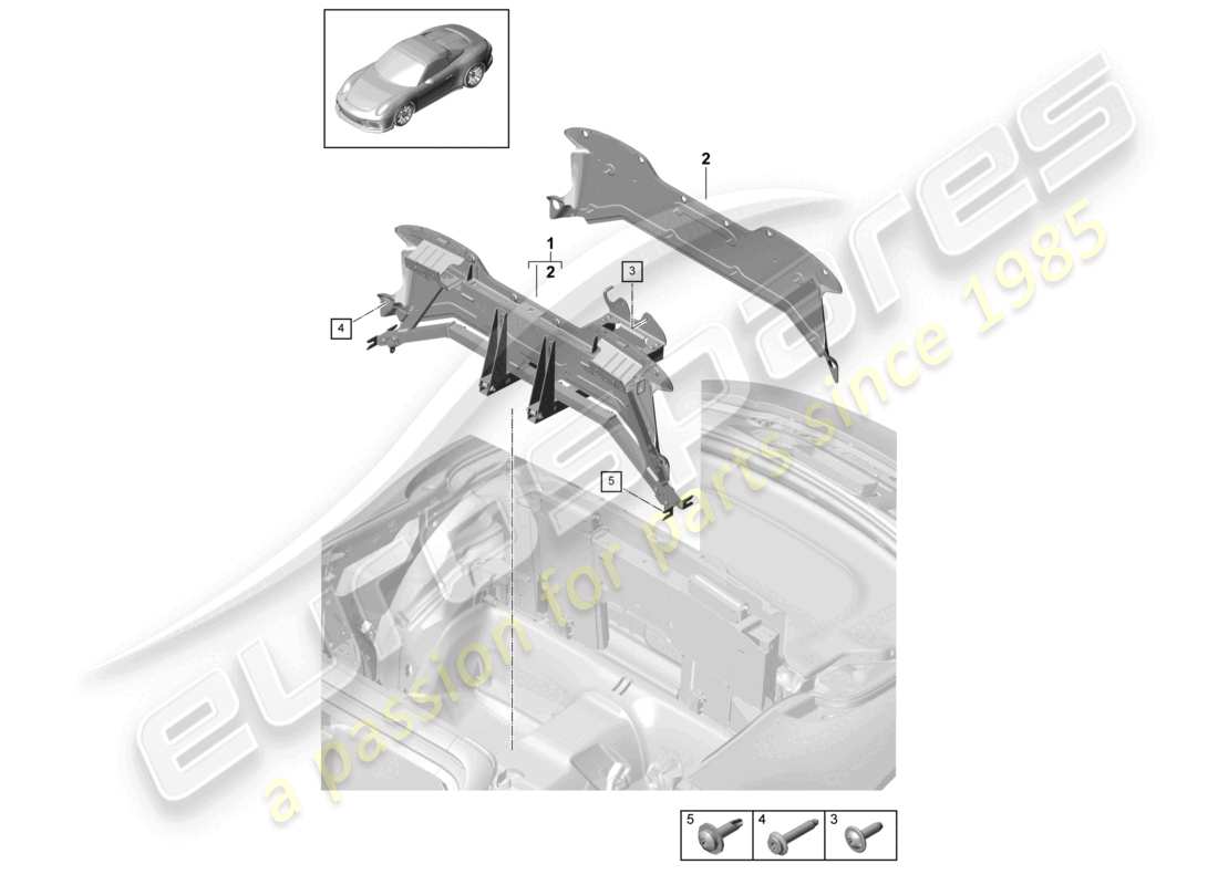 porsche 2021 (991-2 r/gt3/rs) diagrama de piezas del travesaño