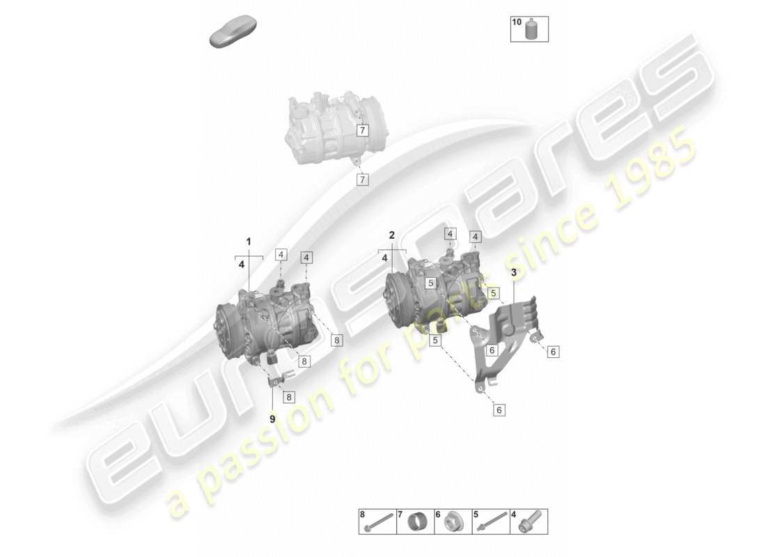 porsche 2024 (panamera 971-2) diagrama de piezas del refrigerante del compresor de aire acondicionado r1234yf