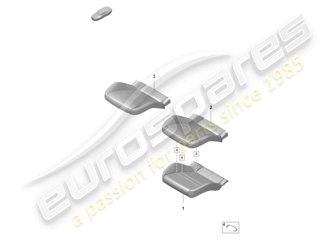 porsche 2022 (panamera 971-2) pieza de espuma funda de asiento asiento estándar diagrama de piezas
