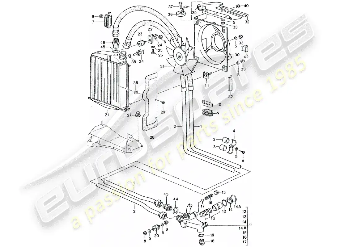 porsche 1990 (964) enfriador de aceite - líneas diagrama de piezas