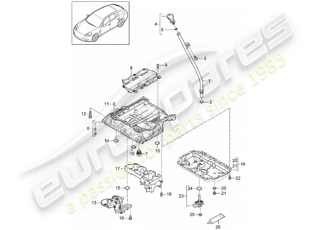 porsche 2012 (panamera 970) diagrama de piezas de la carcasa conductora de aceite