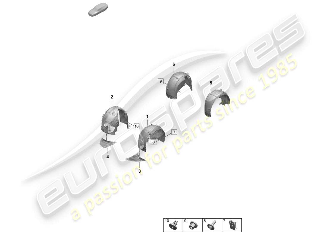 porsche 2025 (taycan 9j1-2) diagrama de piezas de accesorios para revestimiento de la carcasa de la rueda