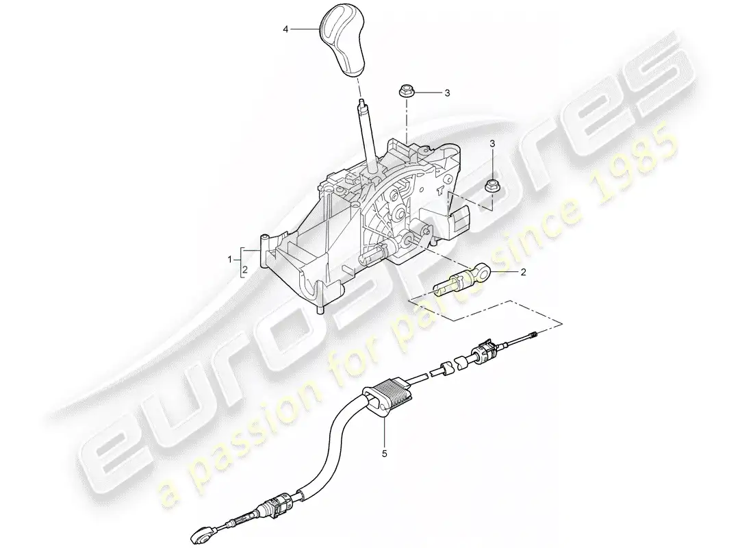 porsche 2008 (997-1 turbo / gt2) diagrama de piezas de la palanca selectora