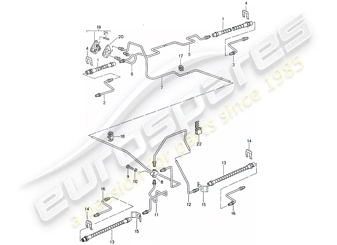 porsche 1990 (964) línea de freno - eje delantero - bajos - eje trasero diagrama de piezas