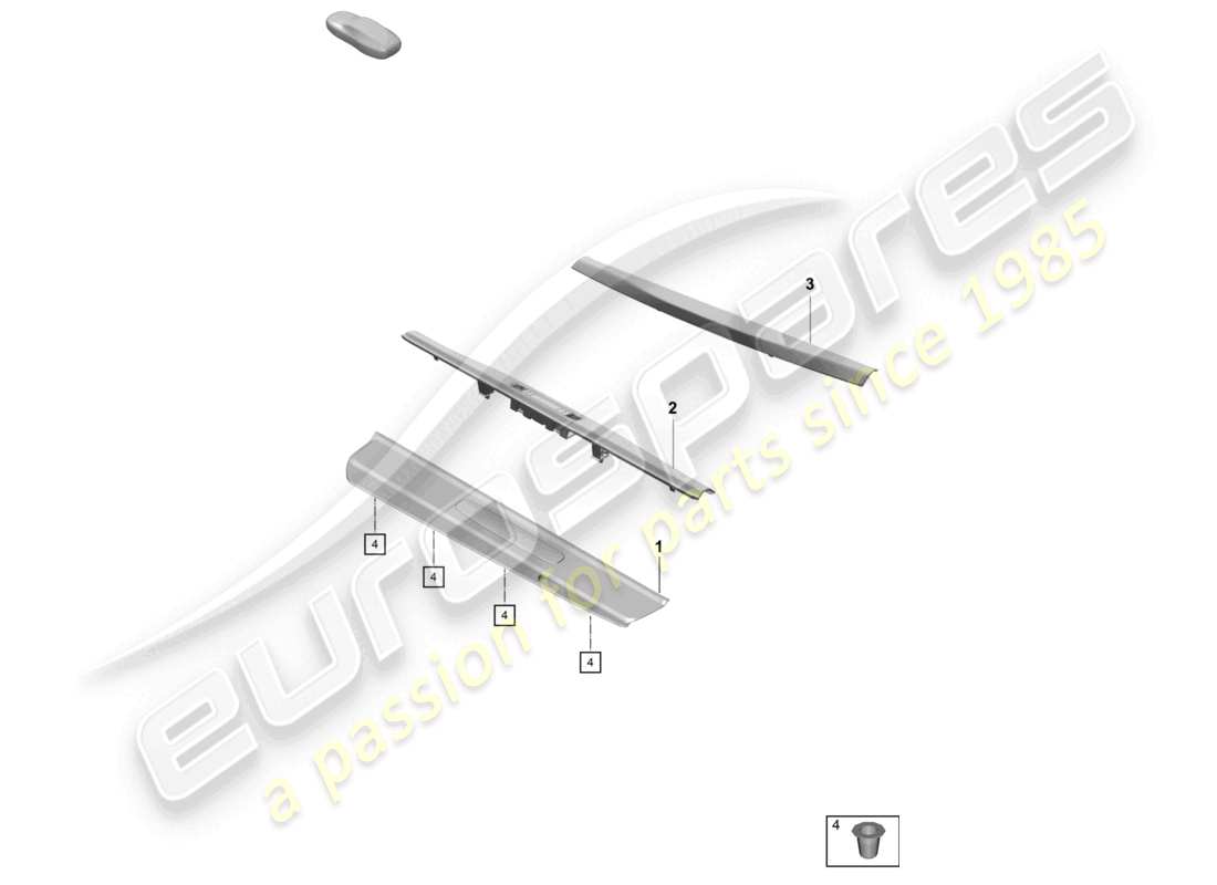 porsche 2024 (718 boxster spyder) diagrama de piezas de la moldura del umbral de la moldura del larguero